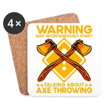 Warning may spontaneously talking Axe Throwing - Untersetzer (4er-Set) - Weiß - Vorne
