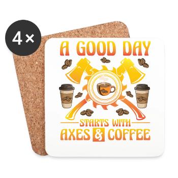 Une bonne journée commence avec des haches et du café - Dessous de verre (lot de 4) - blanc - Devant