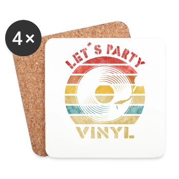 Let’s Party Vinyl Retro Vintage Music - Dessous de verre (lot de 4) - blanc - Devant