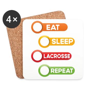 Eat Sleep Lacrosse Repeat - Coasters (set of 4) - white - Front