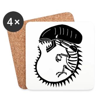 Black alien monster skeleton - Coasters (set of 4) - white - Front