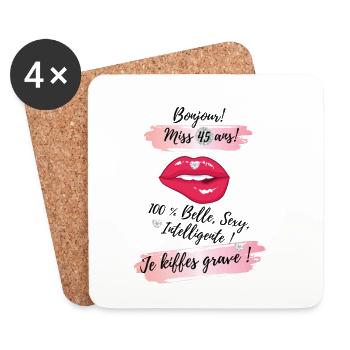 Miss 45 ANS, belle et sexy - Dessous de verre (lot de 4) - blanc - Devant