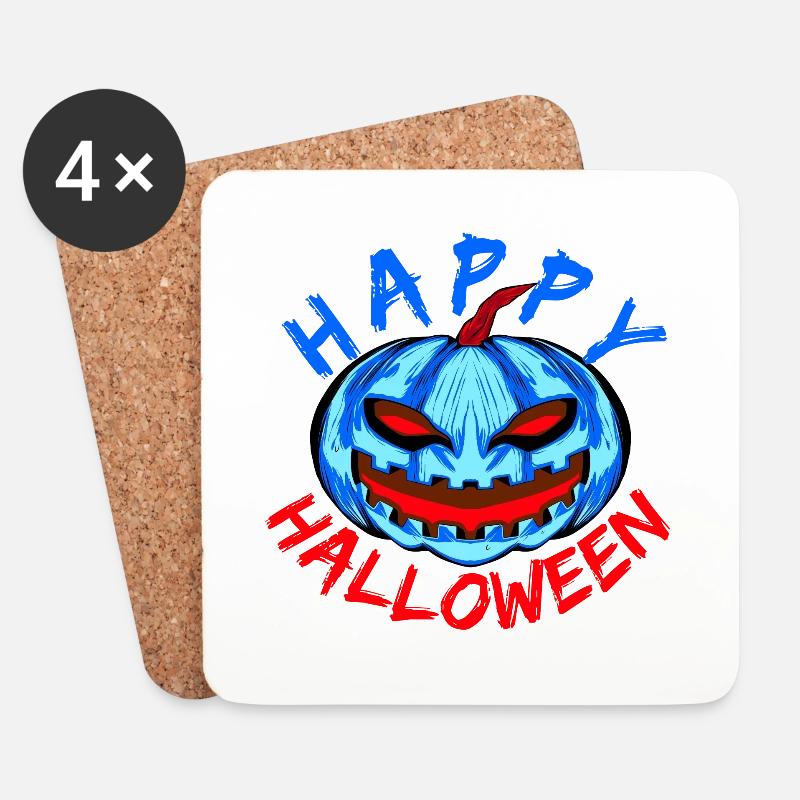Fröhliches Halloween - Untersetzer (4er-Set) - Weiß