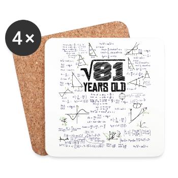 Square Root of 81 Math Nerd 9th Birthday - Coasters (set of 4) - white - Front