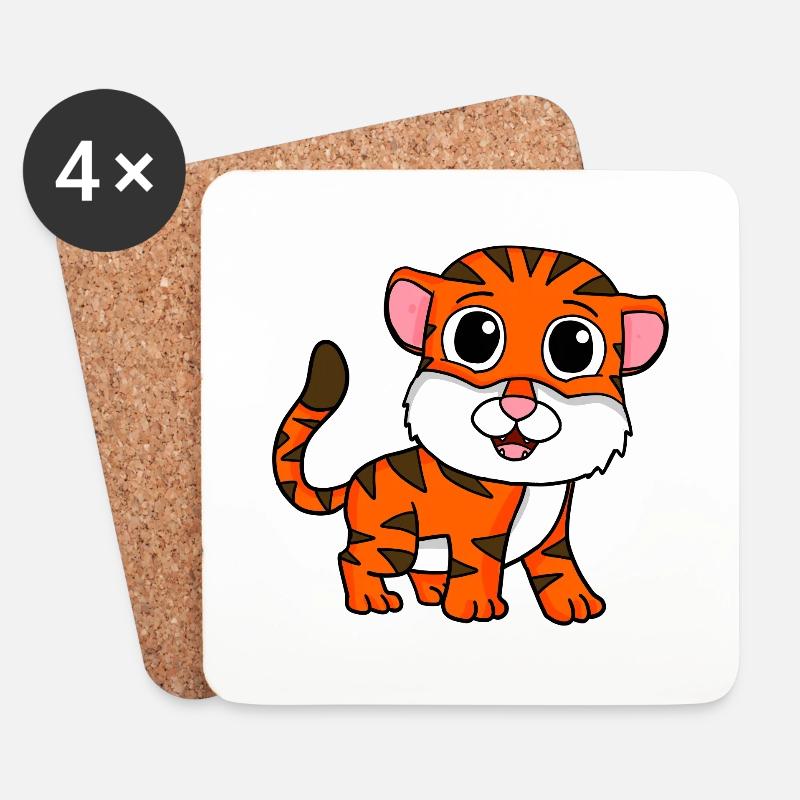Tiger - Untersetzer (4er-Set) - Weiß