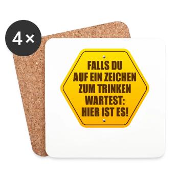 Zeichen Zum Trinken Saufshirt Mallorca Saufen Bier - Untersetzer (4er-Set) - Weiß - Vorne