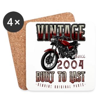 Vintage Moto Bikers Moto Anniversaire 2004 - Dessous de verre (lot de 4) - blanc - Devant