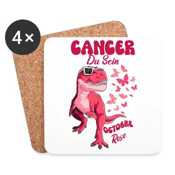 Cancer Du Sein Octobre Rose Papillon Dinosaure - Dessous de verre (lot de 4) - blanc - Devant