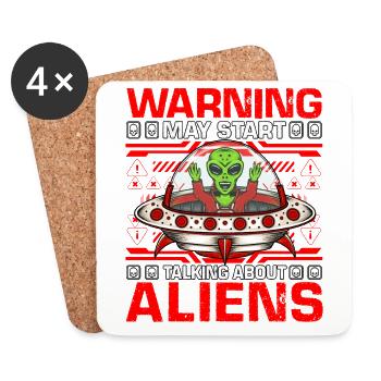 Warning may start talking about Aliens - Coasters (set of 4) - white - Front