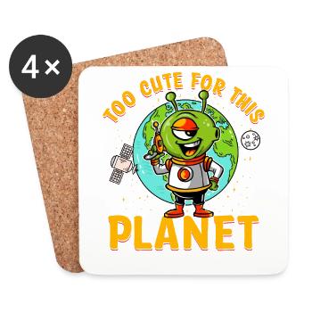 Trop mignon pour cette planète - Dessous de verre (lot de 4) - blanc - Devant