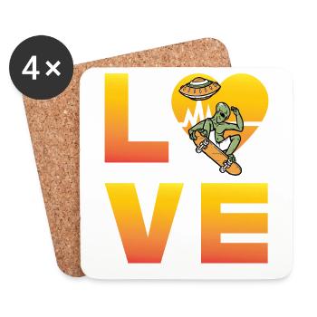 Alien Love - Untersetzer (4er-Set) - Weiß - Vorne