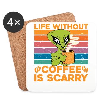 La vie sans café est époustouflante - Dessous de verre (lot de 4) - blanc - Devant