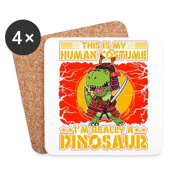 C’est mon costume humain, je suis vraiment un dinosaure - Dessous de verre (lot de 4) - blanc - Devant