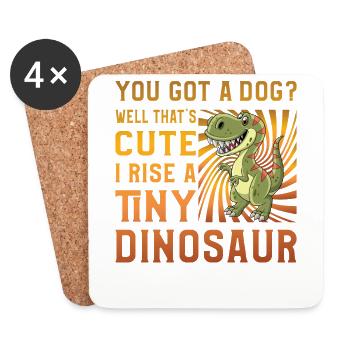 Drôle de dinosaure - Dessous de verre (lot de 4) - blanc - Devant