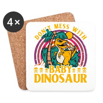 Don't mess with Baby Dinosaur - Untersetzer (4er-Set) - Weiß - Vorne
