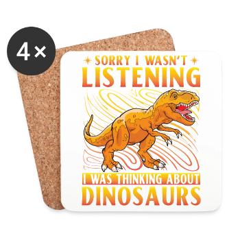 Désolé de ne pas écouter, je pensais aux dinosaures - Dessous de verre (lot de 4) - blanc - Devant