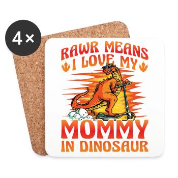 Rawr signifie que j’aime ma maman dans Dinosaurs - Dessous de verre (lot de 4) - blanc - Devant