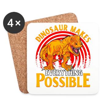 Dinosaur makes everything possible - Coasters (set of 4) - white - Front