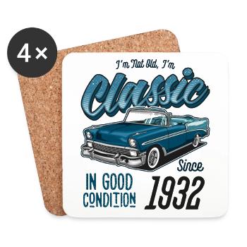 I'm Not Old I'm Classic Car Vintage Born In 1932 - Coasters (set of 4) - white - Front