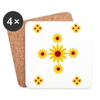 Fleurs tournesol - Dessous de verre (lot de 4) - blanc - Devant