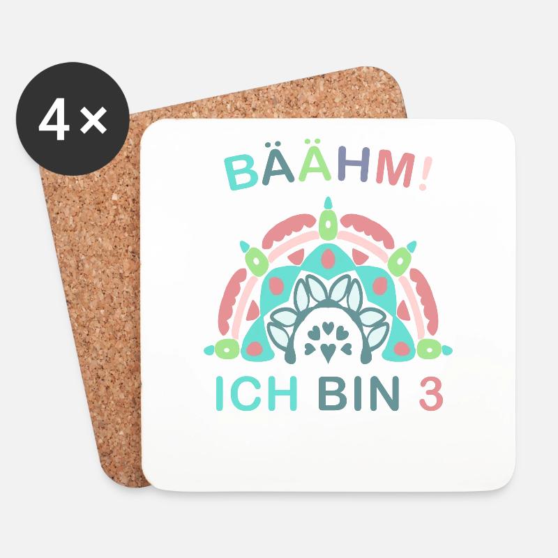 3 Jahre Geburtstagskind Regenbogen 3. Geburtstag - Untersetzer (4er-Set) - Weiß