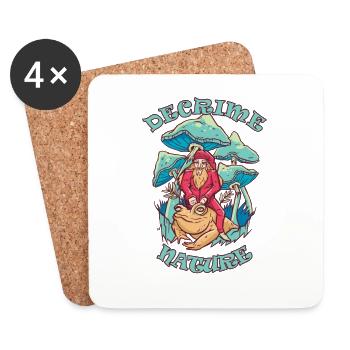 Decrime Nature Colorful Magic Mushroom Trippy - Untersetzer (4er-Set) - Weiß - Vorne