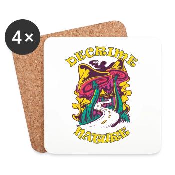 Decrime Nature Colorful Magic Mushroom Trippy - Coasters (set of 4) - white - Front