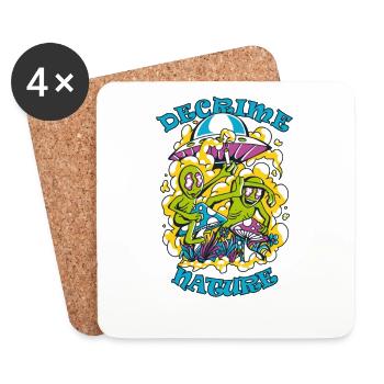 Decrime Nature Colorful Magic Mushroom Aliens - Coasters (set of 4) - white - Front