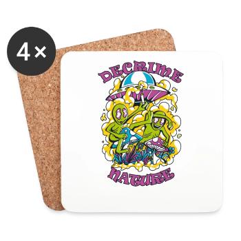 Decrime Nature Colorful Magic Mushroom Aliens - Untersetzer (4er-Set) - Weiß - Vorne