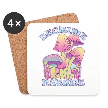 Decrime Nature Colorful Magic Mushroom Trippy - Untersetzer (4er-Set) - Weiß - Vorne