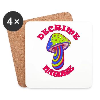 Decrime Nature Colorful Magic Mushroom Trippy - Coasters (set of 4) - white - Front