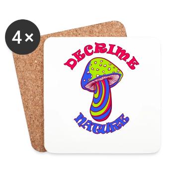 Decrime Nature Colorful Magic Mushroom Trippy - Coasters (set of 4) - white - Front