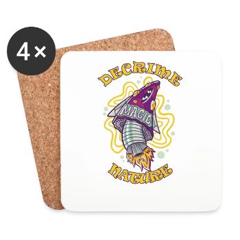 Decrime Nature Colorful Magic Mushroom Rocket - Coasters (set of 4) - white - Front