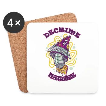 Decrime Nature Colorful Magic Mushroom Rocket - Coasters (set of 4) - white - Front