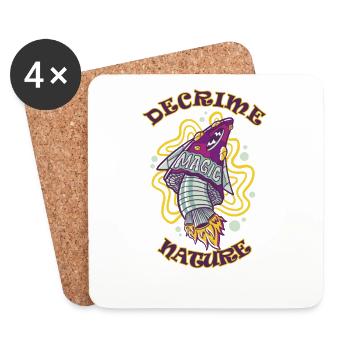 Decrime Nature Colorful Magic Mushroom Rocket - Coasters (set of 4) - white - Front