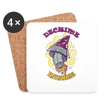 Decrime Nature Colorful Magic Mushroom Rocket - Coasters (set of 4) - white - Front