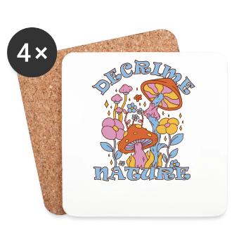 Decrime Nature Colorful Magic Mushroom Trippy - Untersetzer (4er-Set) - Weiß - Vorne