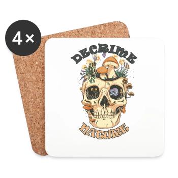 Decrime Nature Colorful Magic Mushroom Skull - Coasters (set of 4) - white - Front