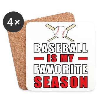Baseball Is My Favorite Season - Coasters (set of 4) - white - Front