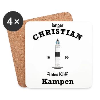 Sylt, Kultiger Leuchtturm Kampen, langer Christian - Untersetzer (4er-Set) - Weiß - Vorne