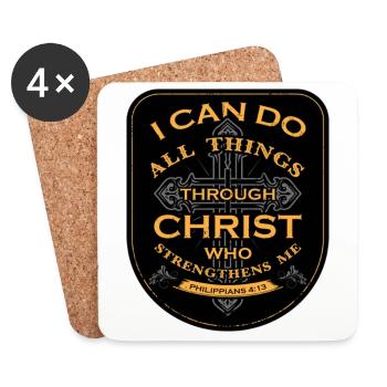 Je peux tout faire par Christ qui fortifie - Dessous de verre (lot de 4) - blanc - Devant