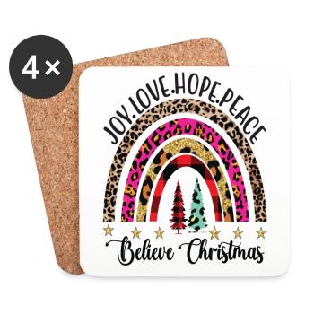Joie Amour Espoir Paix Croire Noël - Dessous de verre (lot de 4) - blanc - Devant