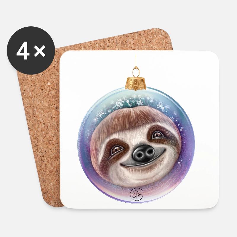 Weihnachten Faultier Weihnachtskugel Santa - Untersetzer (4er-Set) - Weiß