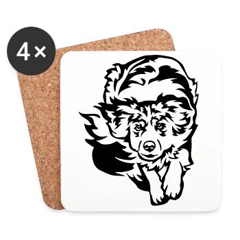 Australian Shepherd - Coasters (set of 4) - white - Front