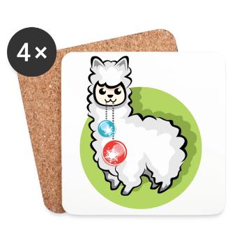 alpaca xmas balls christmas llama symbol alpaca - Coasters (set of 4) - white - Front