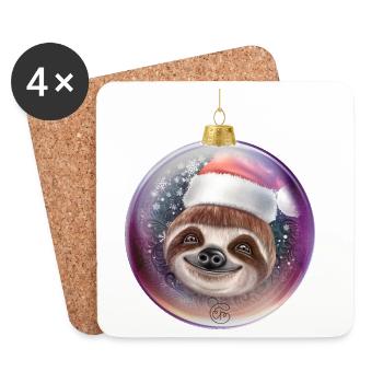 Cute funny sloth for Christmas - Coasters (set of 4) - white - Front