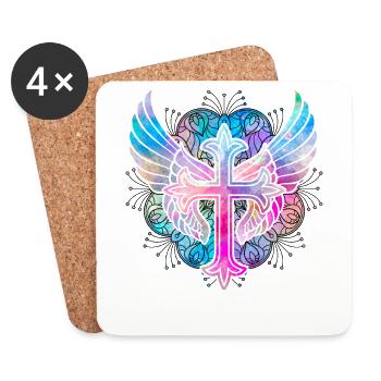 Christianity Cross - Coasters (set of 4) - white - Front