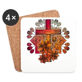 Christianity Cross - Coasters (set of 4) - white - Front