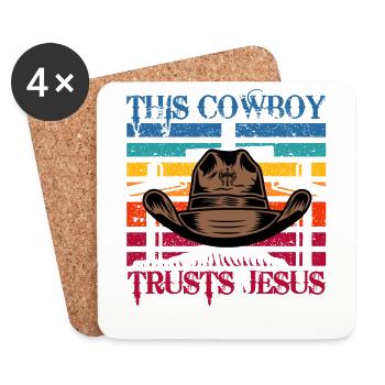 Ce cow-boy fait confiance à Jésus - Dessous de verre (lot de 4) - blanc - Devant