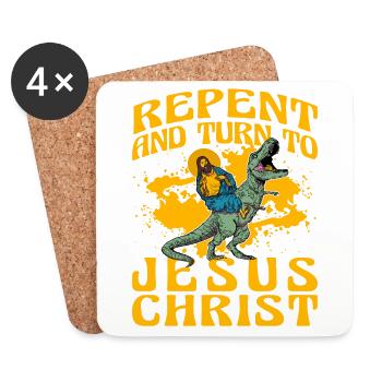 Repentez-vous et tournez-vous vers Jésus-Christ - Dessous de verre (lot de 4) - blanc - Devant